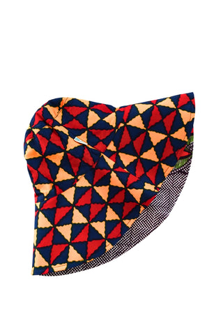 Hagos Reversi Bucket Hat Wide Brim - Green Red Yellow Blue Print - 44
