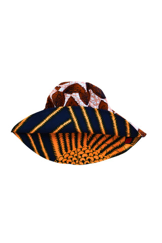 Hagos Reversi Bucket Hat Wide Brim - Pink Brown Yellow Blue Red Print - 48