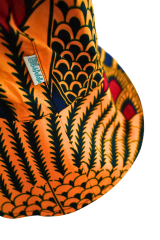 Hagos Reversi Bucket Hat Wide Brim - Pink Brown Yellow Blue Red Print - 48