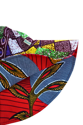Hagos Reversi Bucket Hat Wide Brim - Red Green Yellow Print - 46