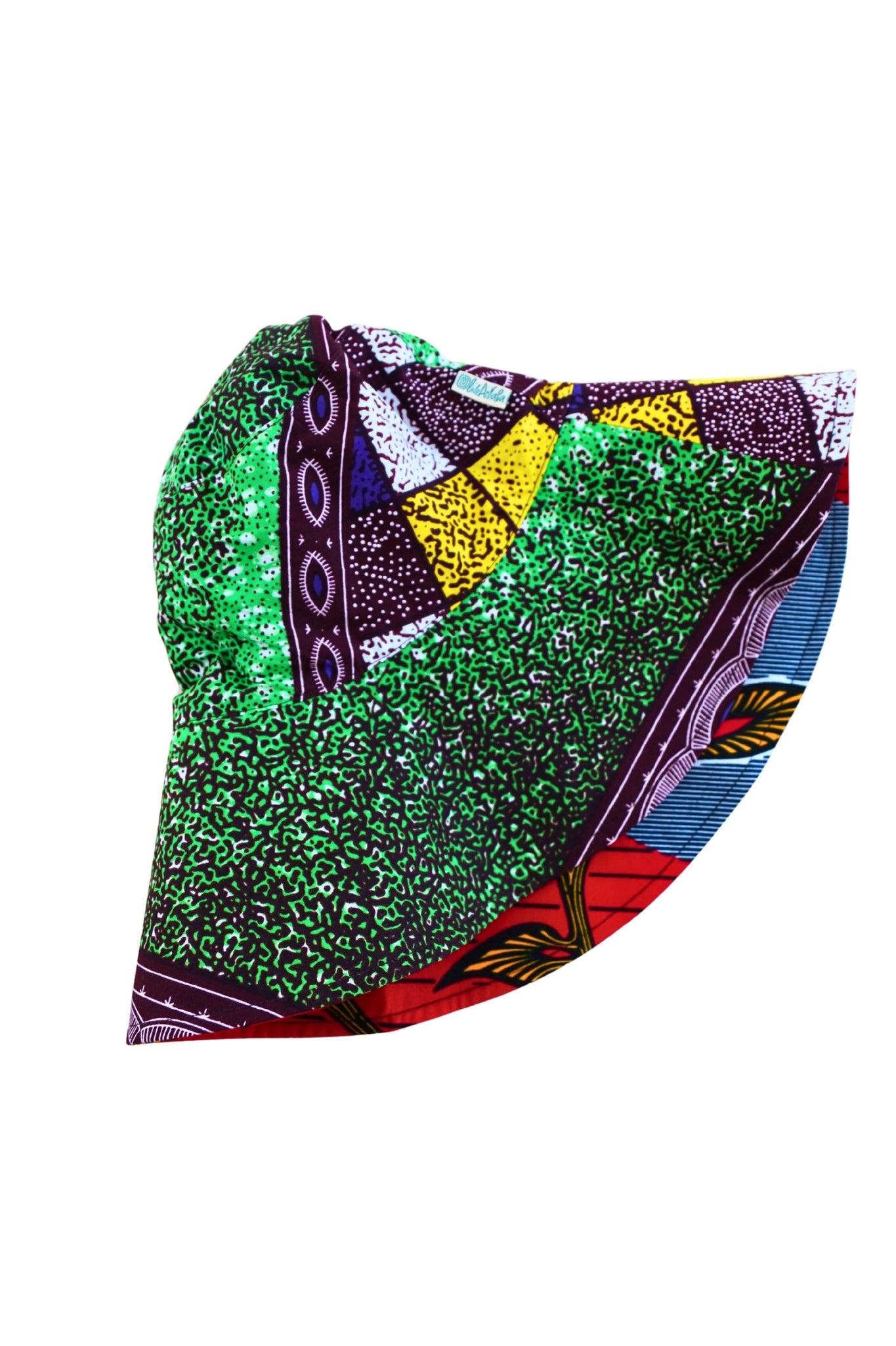 Hagos Reversi Bucket Hat Wide Brim - Red Green Yellow Print - 46