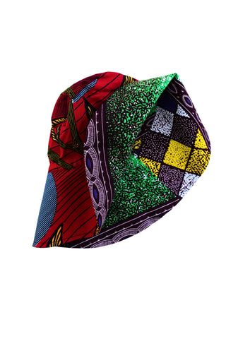 Hagos Reversi Bucket Hat Wide Brim - Red Green Yellow Print - 46