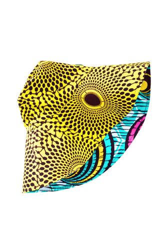 Hagos Reversi Bucket Hat Wide Brim - White Pink Yellow Cyan Print - 43