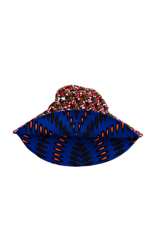 Hagos Reversi Bucket Hat Wide Brim - Blue Orange Black Yellow Red Print - 50