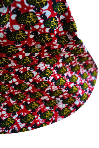 Hagos Reversi Bucket Hat Wide Brim - Blue Orange Black Yellow Red Print - 50