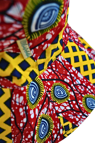 Hagos Reversi Bucket Hat Wide Brim - Blue Pink White Yellow Red Print - 51