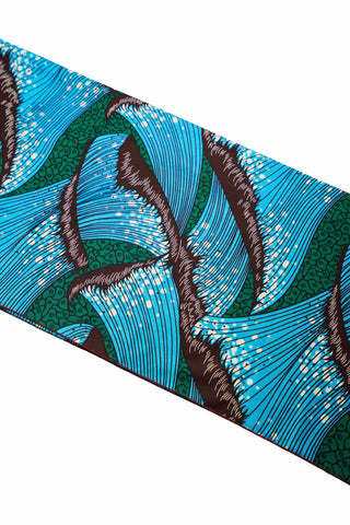 Kokumo Headwrap - Blue and Green African Ankara Wax Cotton Print