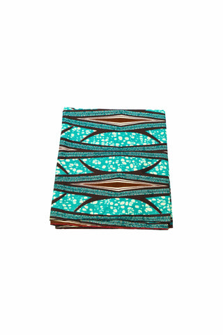Kyril Headwrap - Blue and Cyan African Ankara Wax Cotton Print
