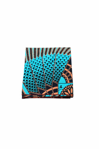 Alexis Headwrap - Blue and Pink African Ankara Wax Cotton Print