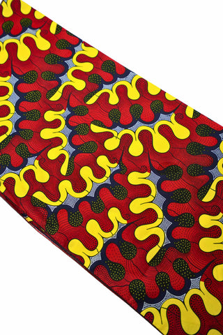 Ameerah Headwrap - Red and Yellow Awoulaba African Ankara Wax Cotton Print