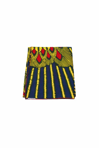 Onile Headwrap - Red Blue and Yellow African Ankara Wax Cotton Print