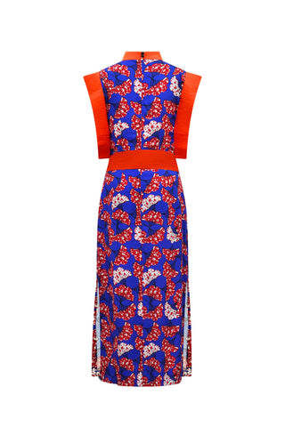 Alexis Cheongsam Dress - Blue Red White Rolls Royce Print