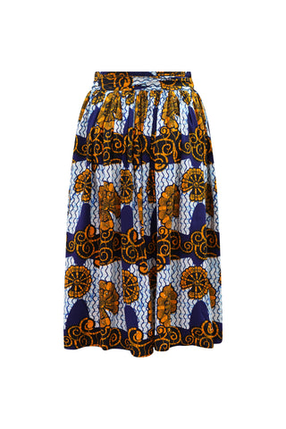Imani Wrap Skirt - White and Blue House of Snails Print