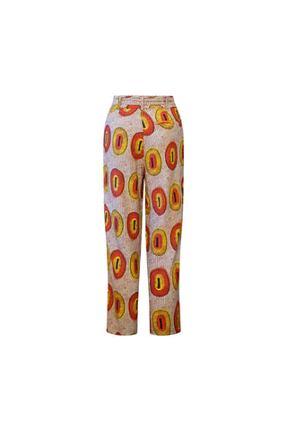 Kianga High-Rise cropped straight-leg pants - Yellow and Orange Rhythmic Spirits Print | ILC OA OG