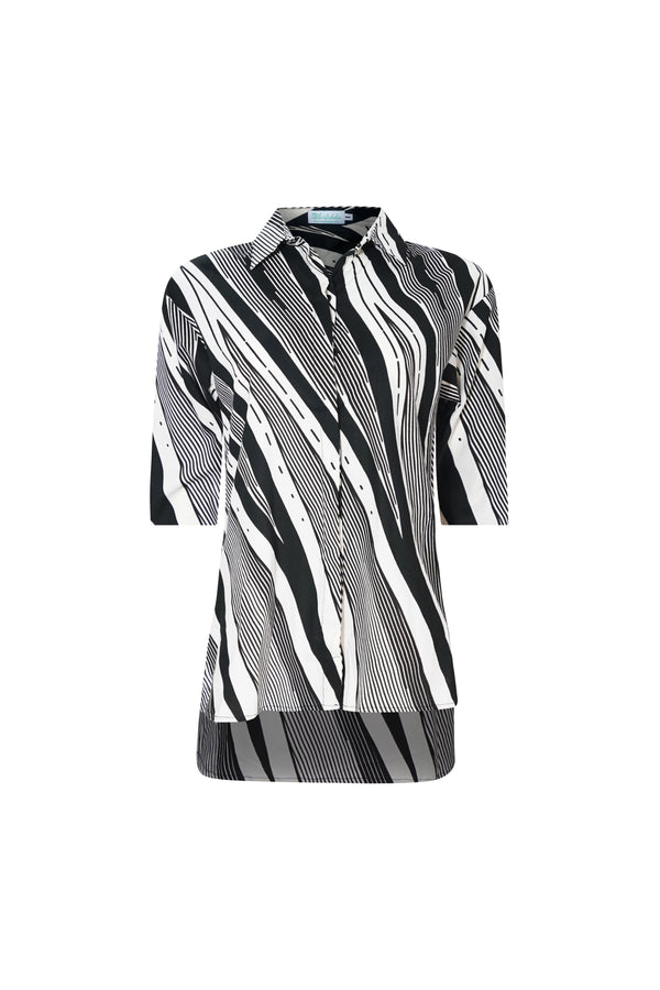 Makini Oversized Shirt - White and Black African Ankara Wax Cotton Print