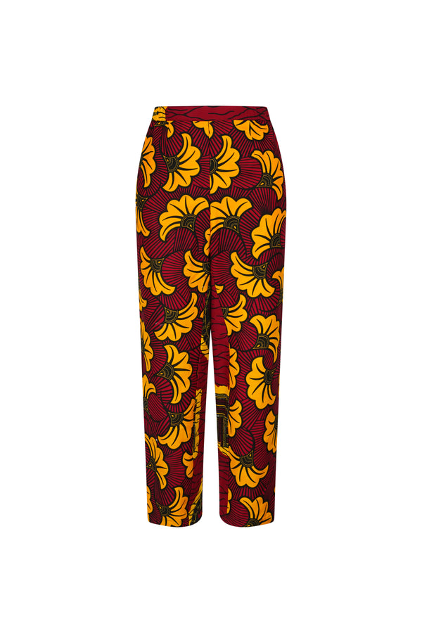 Nana Pants - Red and Yellow Rolls Royce African Ankara Wax Cotton Print