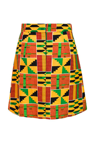 Nubia Mini Skirt - Yellow Kente