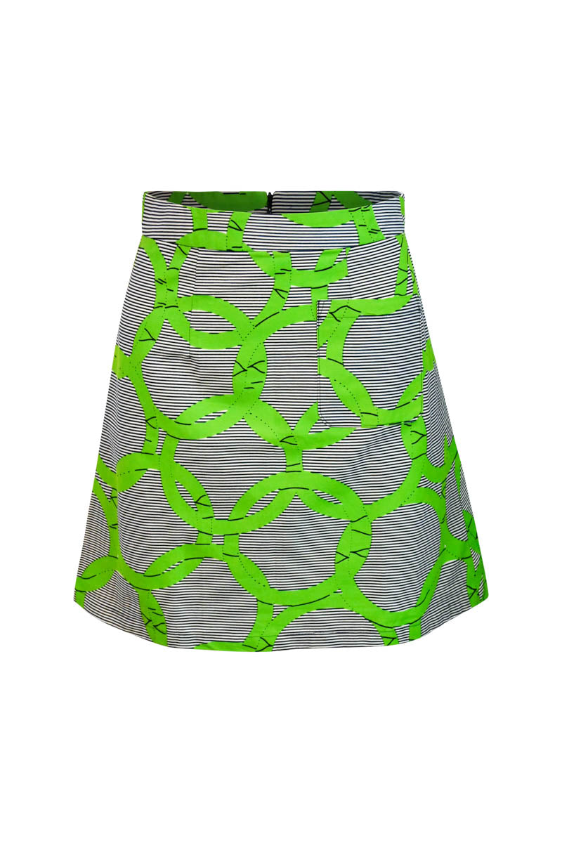 Nubia Mini Skirt - Green Union Print