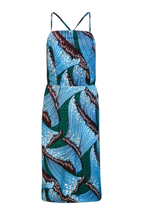 Kokumo Spaghetti strap midi dress - Electric Lagoon Print