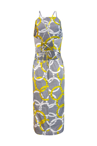 Kokumo Spaghetti strap midi dress - White/Yellow Union Print