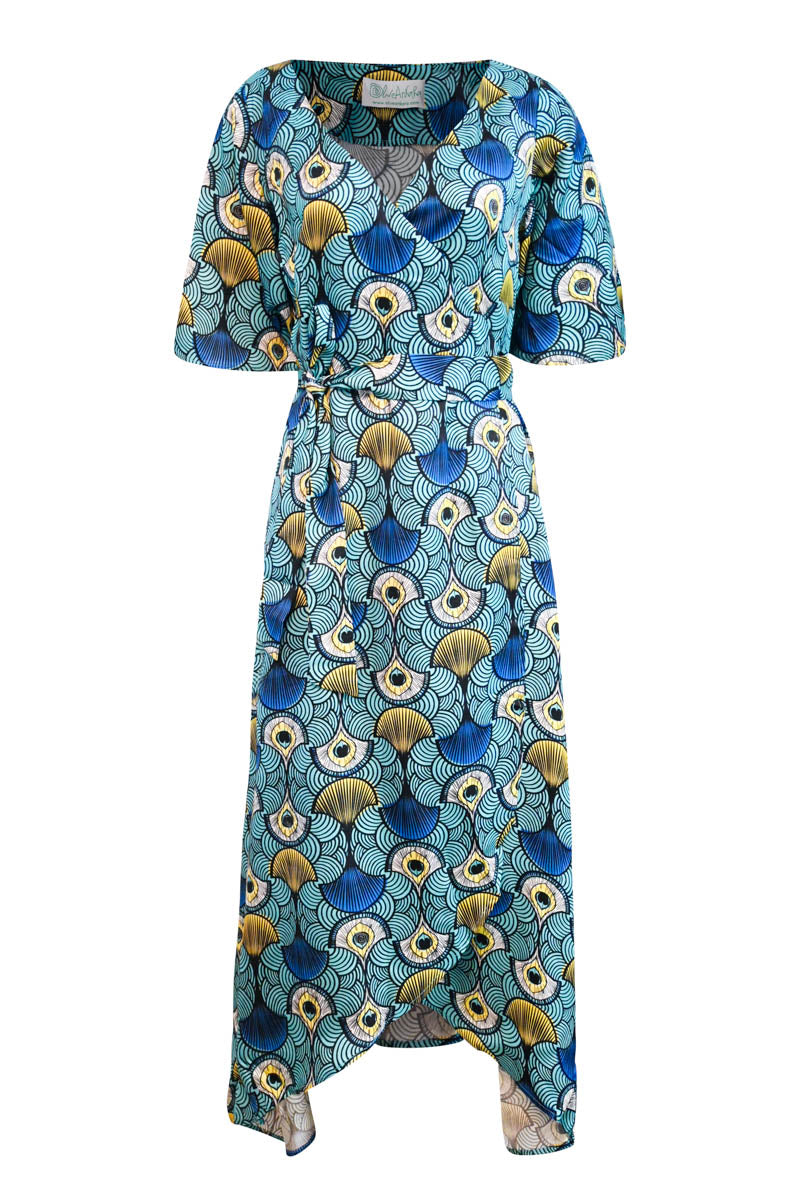 Oya Wrap Dress - Teal EWA NAIBU - OA OG
