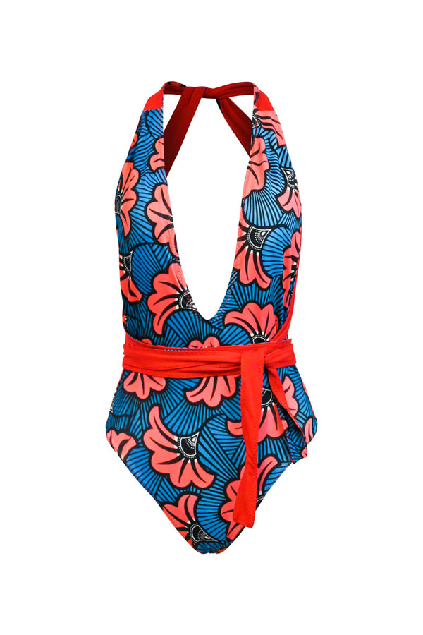 Nailah Reversi One Piece Swimsuit - Blue/Red Rolls Royce