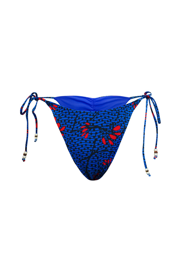 String Reversi Bottoms Bikini - Blue/Afterglow Print | GOLDEN OASIS 1.0