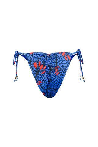 String Reversi Bottoms Bikini - Blue/Afterglow Print | GOLDEN OASIS 1.0