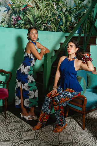 Ode Tapered Pants - Blue Yellow &Orange Odo Ayo Print