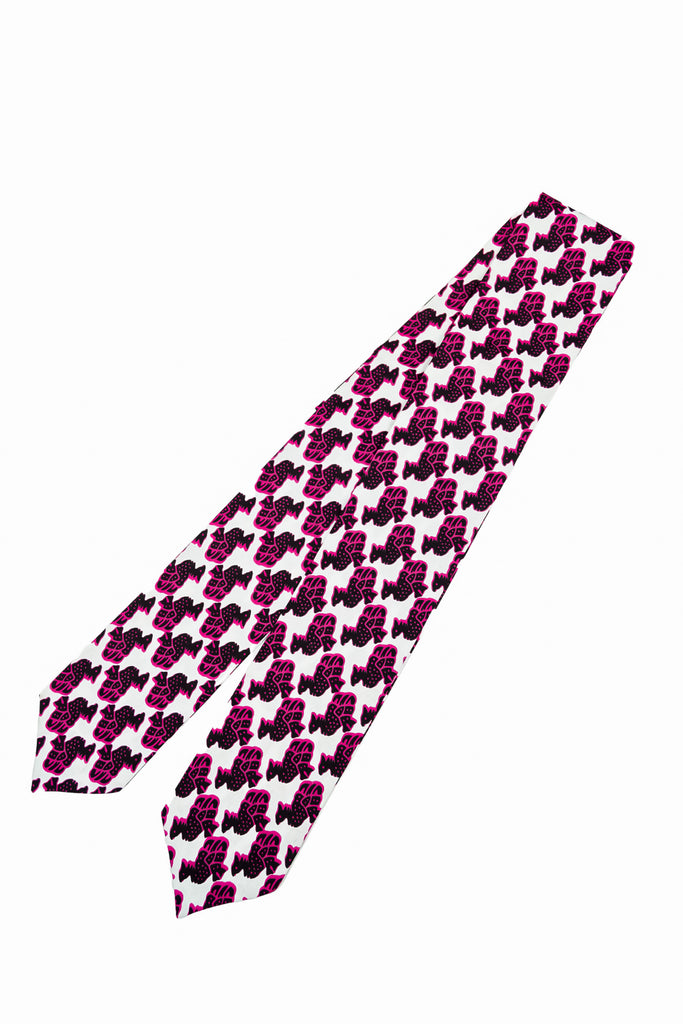 White / Pink Tie-Up Headband