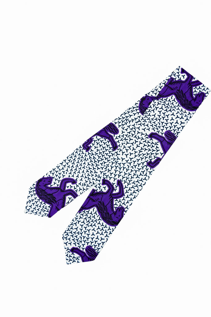 Purple / White Tie-Up Headband