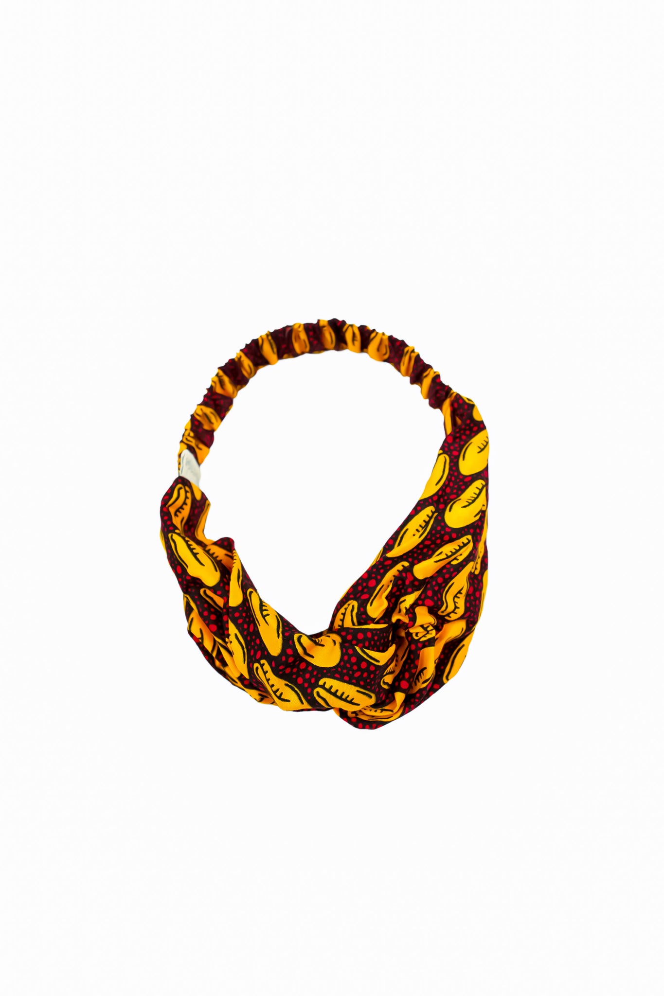 Cowrie Turban Headband - Red / Yellow