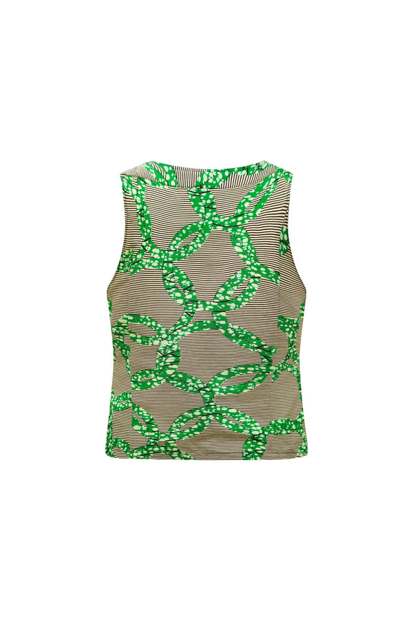 Oluchi Vest White / Green Mix & Match African Ankara Wax Cotton Print