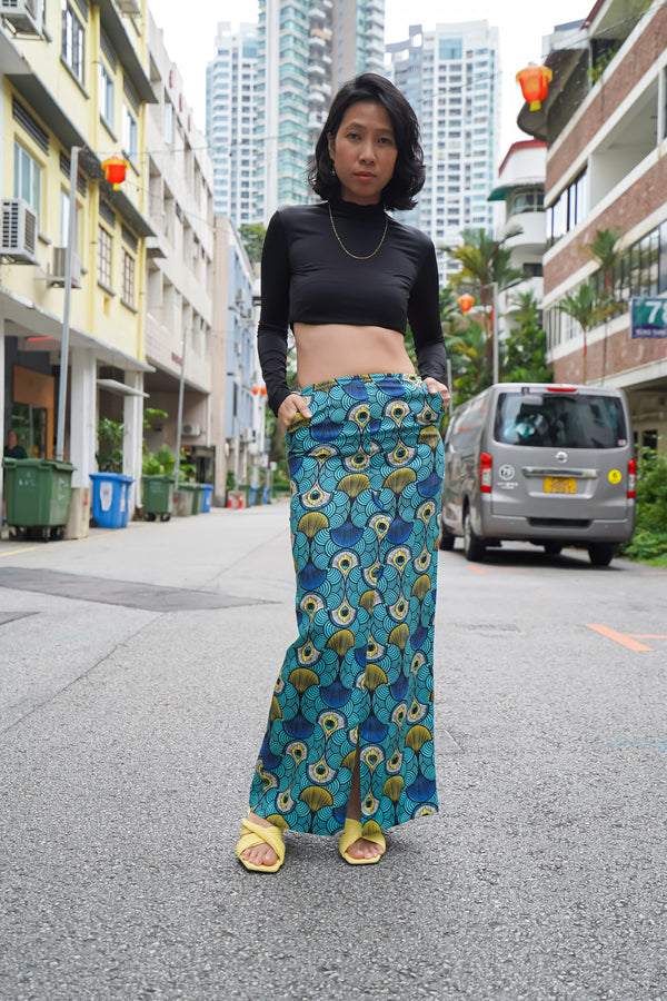 Osith Maxi Skirt - Teal Ewa Naibu - OA OG Print