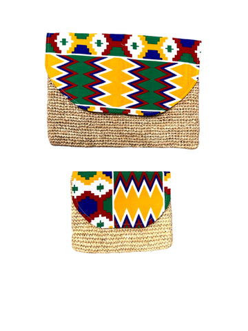 Style Clutch Bag - Yellow Kente African Ankara Wax Cotton Print