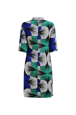 Renni Cheongsam Dress - Blue White & Green EWA NAIBU Print