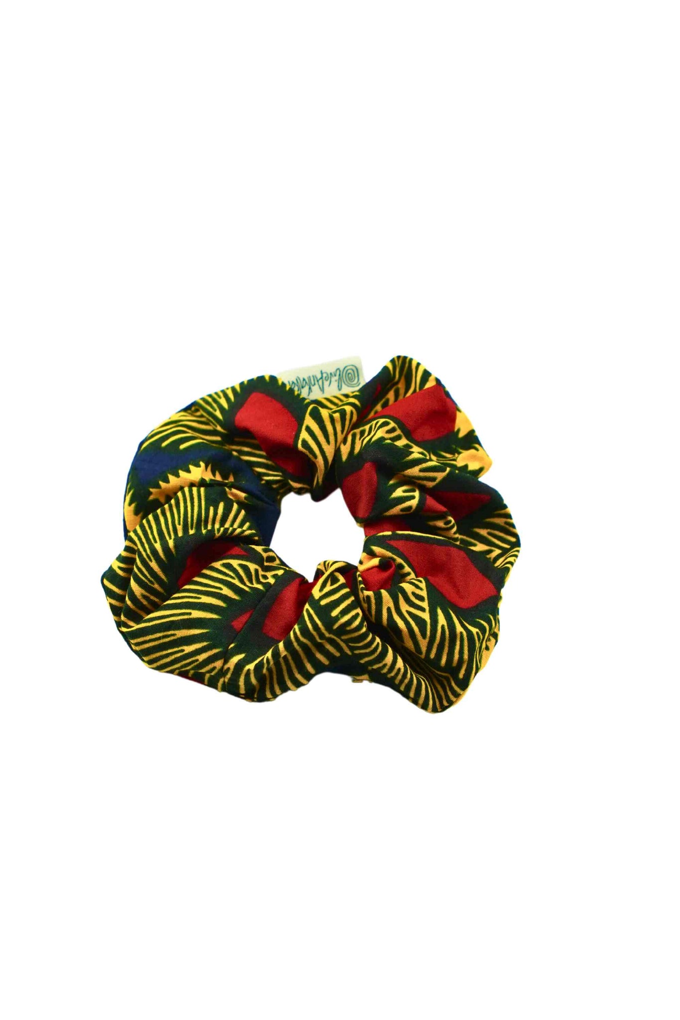 Scrunchie Red Yellow Blue African Ankara Wax Cotton Print - 215