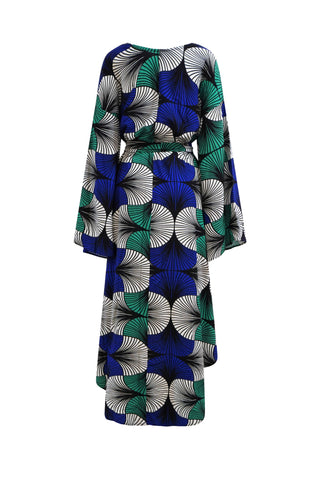 Sope Dress - Blue White & Green EWA NAIBU Print