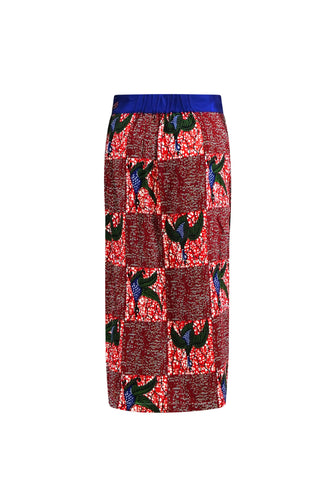 Tine Wrap Skirt - Red White & Green Onyame Sɛn Print
