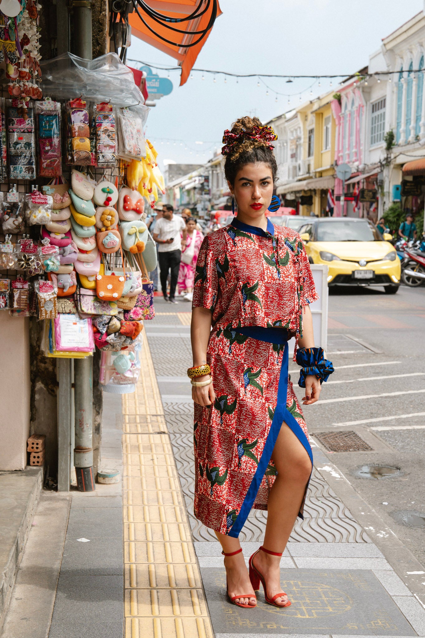 Tine Wrap Skirt - Red White & Green Onyame Sɛn Print