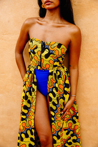 Tiwa Top - Yellow and Orange Awoluba African Ankara Wax Cotton Print