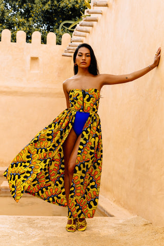 Tiwa Top - Yellow and Orange Awoluba African Ankara Wax Cotton Print