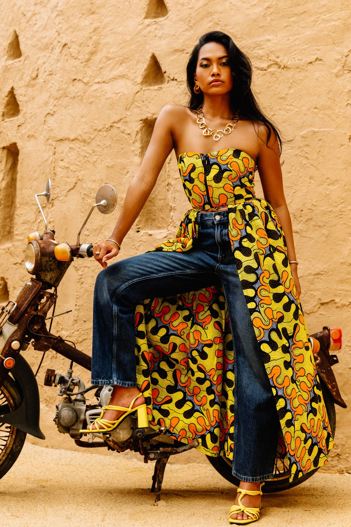 Tiwa Top - Yellow and Orange Awoluba African Ankara Wax Cotton Print