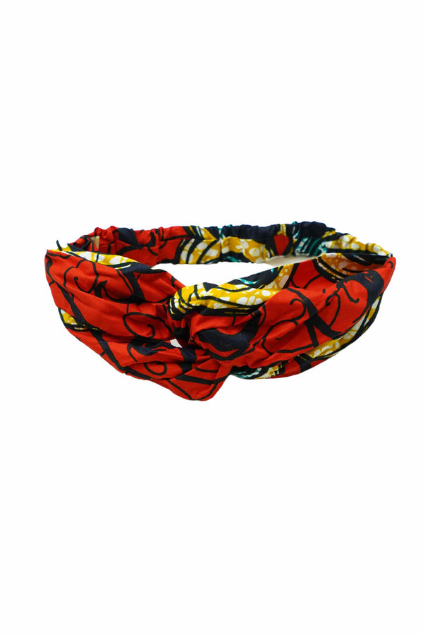 Ime Turban Headband Red African Ankara Wax Cotton Print