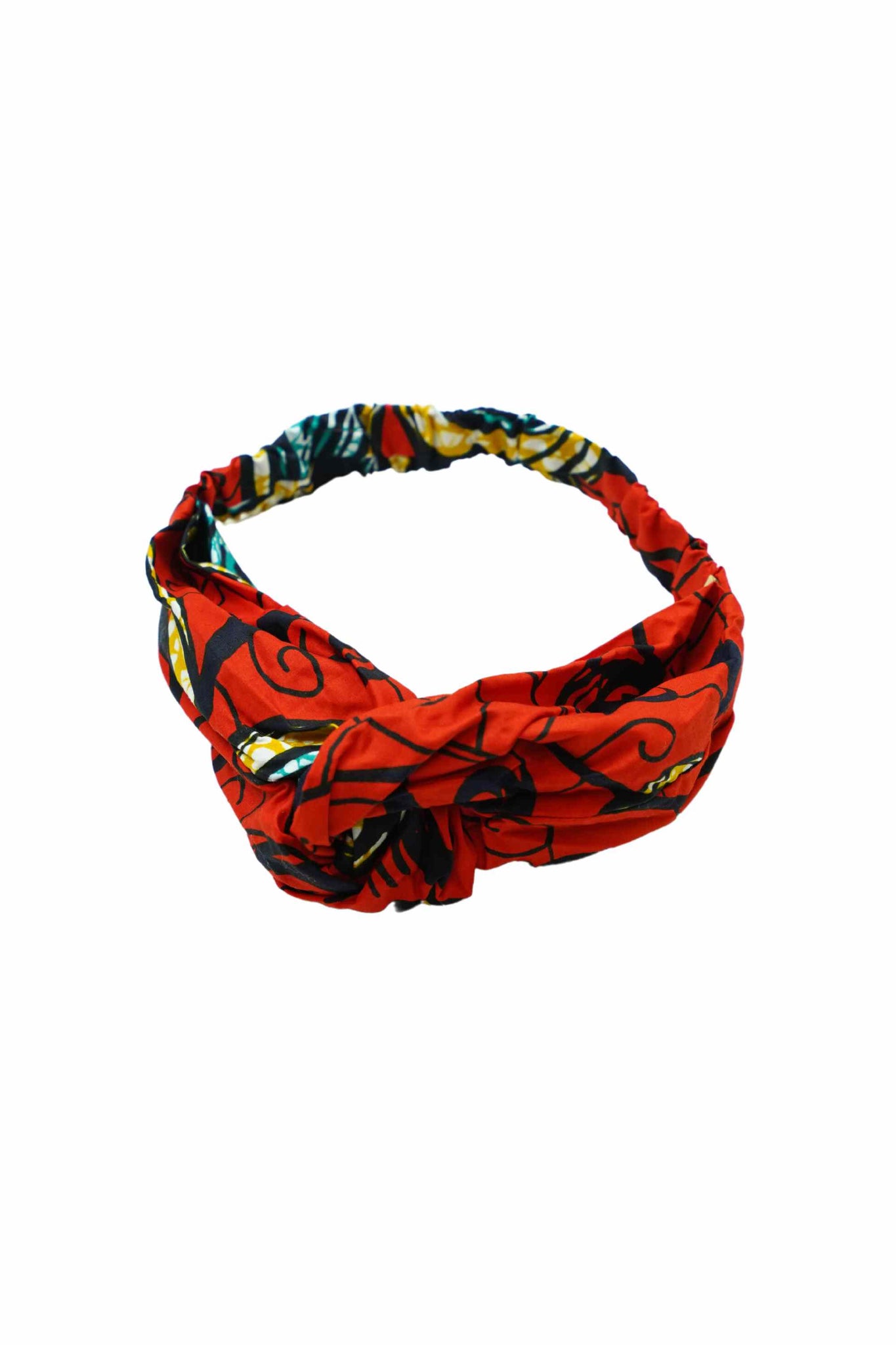 Ime Turban Headband Red African Ankara Wax Cotton Print