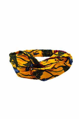 Ajaka Turban Headband Yellow and Red African Ankara Wax Cotton Print
