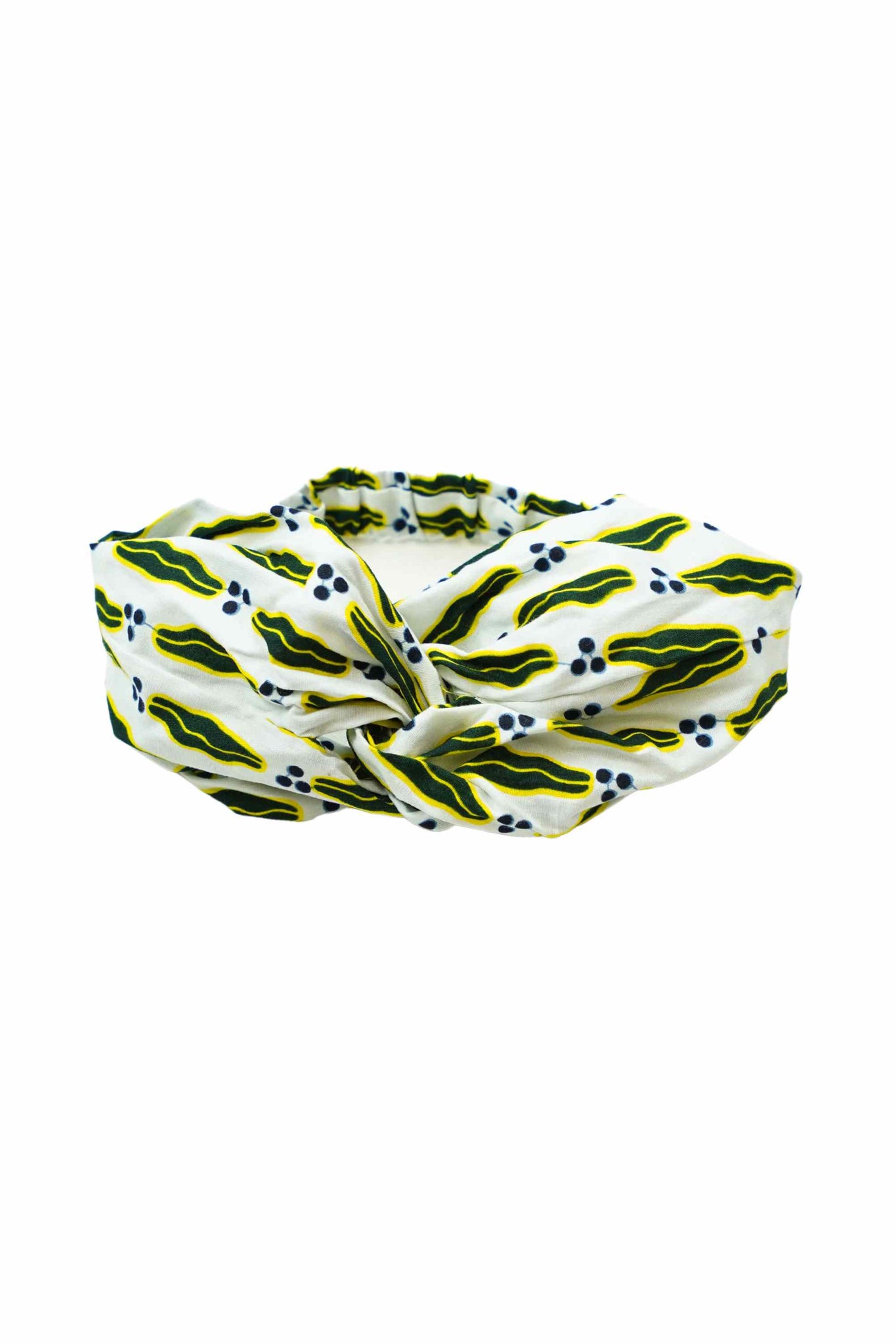 Ime Turban Headband White and Black African Ankara Wax Cotton Print