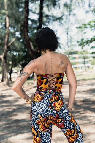 Ode Tapered Pants - Blue Yellow &Orange Odo Ayo Print