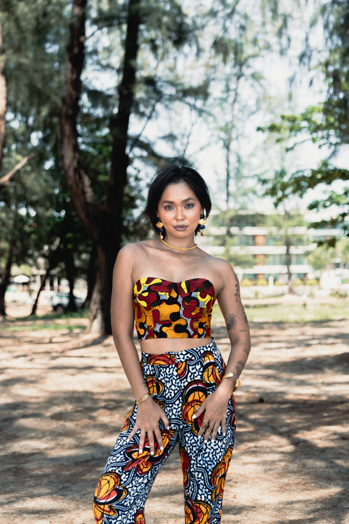 Ode Tapered Pants - Blue Yellow &Orange Odo Ayo Print