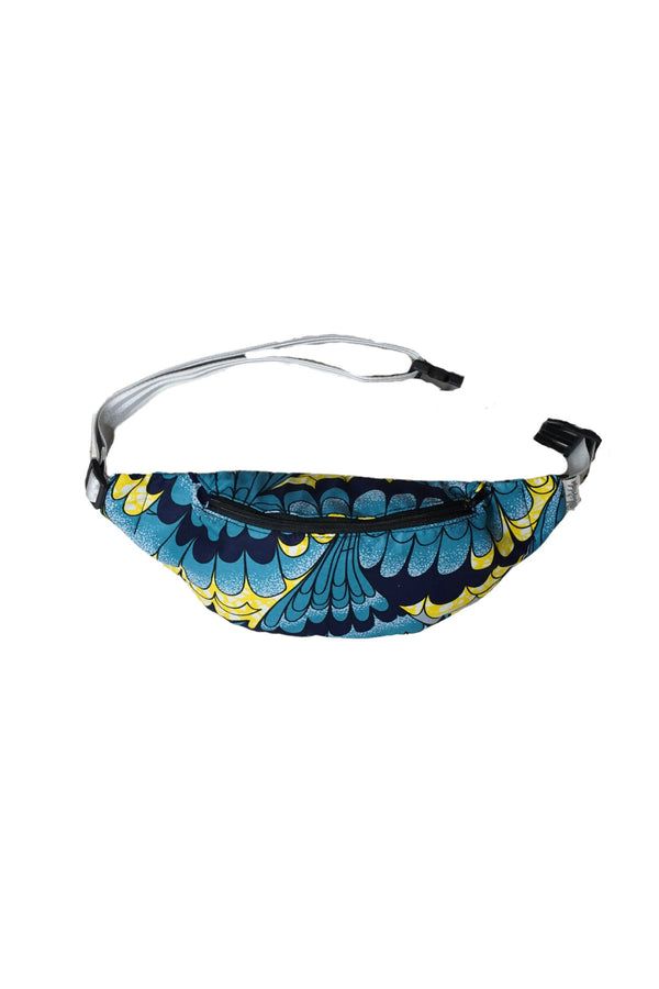 Seye Waistbag -  Cyan Yellow and Blue African Ankara Wax Cotton Print -4